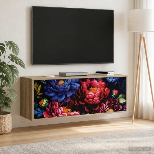 TV ormar za montažu na zid KIEL 102 x 33 x 40 cm Hrast sonoma - Hrast sonoma Tamni cvjetni uzorak Cijena