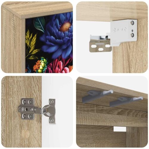 TV ormar za montažu na zid KIEL 102 x 33 x 40 cm Hrast sonoma - Hrast sonoma Tamni cvjetni uzorak Cijena