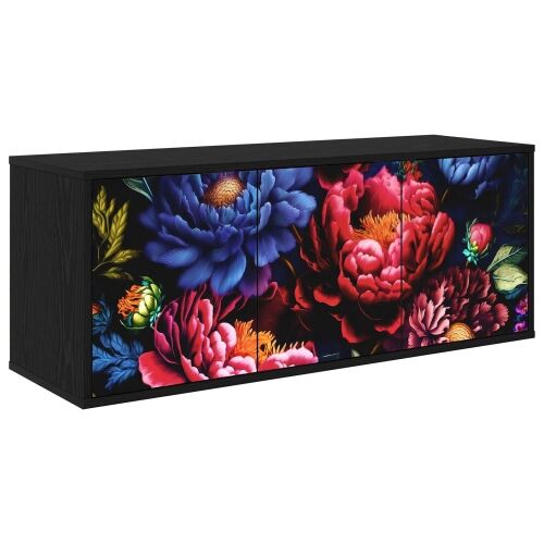 TV ormar za montažu na zid KIEL 102 x 33 x 40 cm Crni hrast - Crni hrast Tamni cvjetni uzorak Cijena