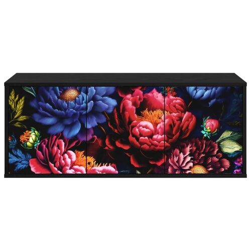 TV ormar za montažu na zid KIEL 102 x 33 x 40 cm Crni hrast - Crni hrast Tamni cvjetni uzorak Cijena