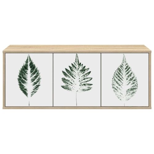 TV ormar za montažu na zid HANAU 102 x 33 x 40 cm Hrast sonoma - Hrast sonoma Zeleni uzorak lišća Cijena