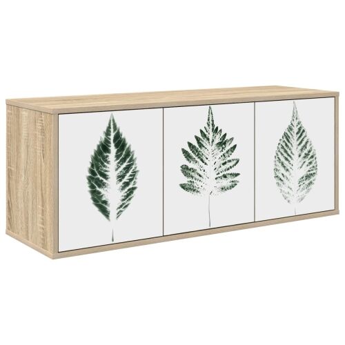 TV ormar za montažu na zid HANAU 102 x 33 x 40 cm Hrast sonoma - Hrast sonoma Zeleni uzorak lišća Cijena