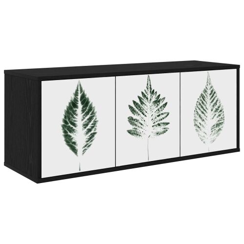 TV ormar za montažu na zid HANAU 102 x 33 x 40 cm Crni hrast - Crni hrast Zeleni uzorak lišća Cijena