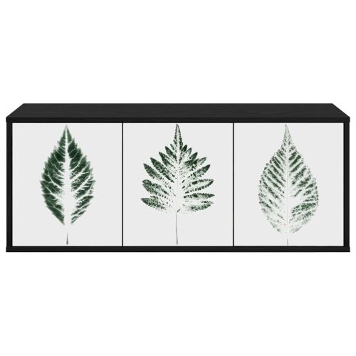 TV ormar za montažu na zid HANAU 102 x 33 x 40 cm Crni hrast - Crni hrast Zeleni uzorak lišća Cijena