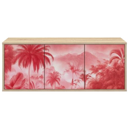 TV ormar za montažu na zid AACHEN 102 x 33 x 40 cm Hrast sonoma - Hrast sonoma Ružičasti uzorak palme Cijena