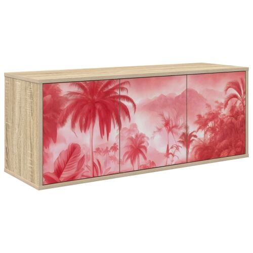 TV ormar za montažu na zid AACHEN 102 x 33 x 40 cm Hrast sonoma - Hrast sonoma Ružičasti uzorak palme Cijena