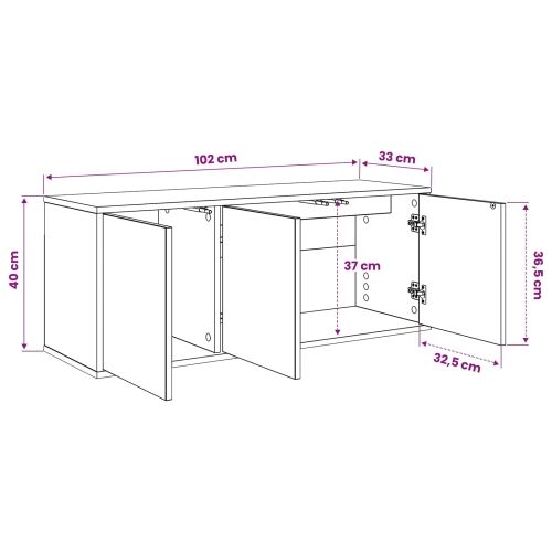 TV ormar za montažu na zid AACHEN 102 x 33 x 40 cm Hrast sonoma - Hrast sonoma Ružičasti uzorak palme Cijena