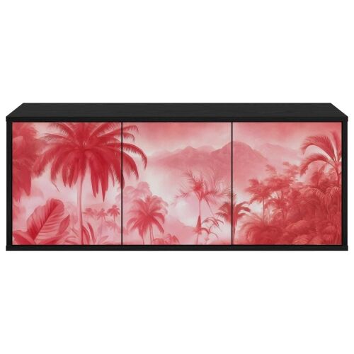TV ormar za montažu na zid AACHEN 102 x 33 x 40 cm Crni hrast - Crni hrast Ružičasti uzorak palme Cijena