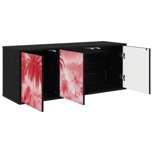 TV ormar za montažu na zid AACHEN 102 x 33 x 40 cm Crni hrast - Crni hrast Ružičasti uzorak palme Cijena