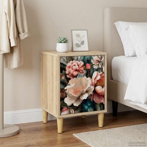 Noćni ormar BORNE Hrast sonoma 36 x 33 x 50 cm - Print lagane peonije 1 Cijena