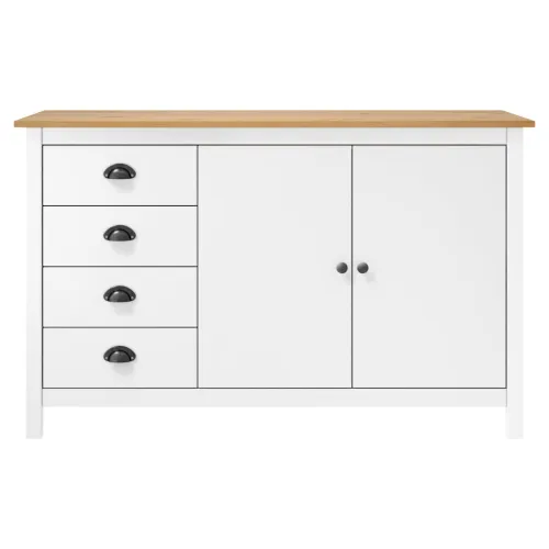 Komoda Hill bijela 130 x 40 x 80 cm od masivne borovine - Bijela i smeđa 1 Bijela i smeđa Cijena