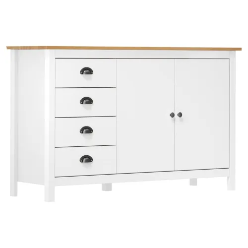 Komoda Hill bijela 130 x 40 x 80 cm od masivne borovine - Bijela i smeđa 1 Bijela i smeđa Cijena