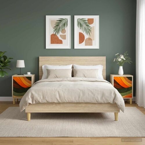Noćni ormar BONN 2 kom. Hrast sonoma 36 x 33 x 50 cm - Retro valni uzorak 2 Cijena