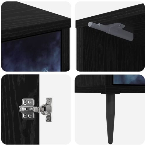 Noćni ormar RAALTE Crni hrast 36 x 33 x 51 cm Konstruirano drvo - Plavi mramorni uzorak 1 Cijena