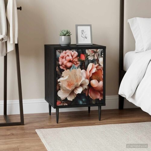 Noćni ormar BORNE 2 kom. Crni hrast 36 x 33 x 51 cm - Print lagane peonije 2 Cijena
