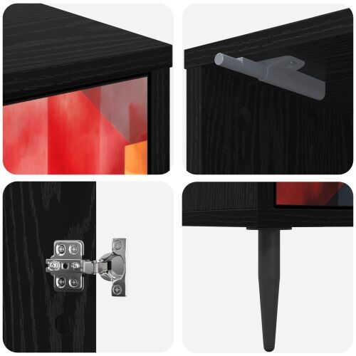 Noćni ormar HEESCH Crni hrast 36 x 33 x 51 cm Konstruirano drvo - Tiskanje boja 1 Cijena