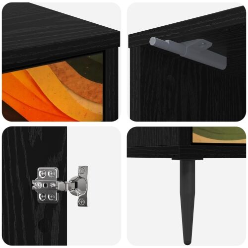 Noćni ormar BONN Crni hrast 36 x 33 x 51 cm Konstruirano drvo - Retro valni uzorak 1 Cijena