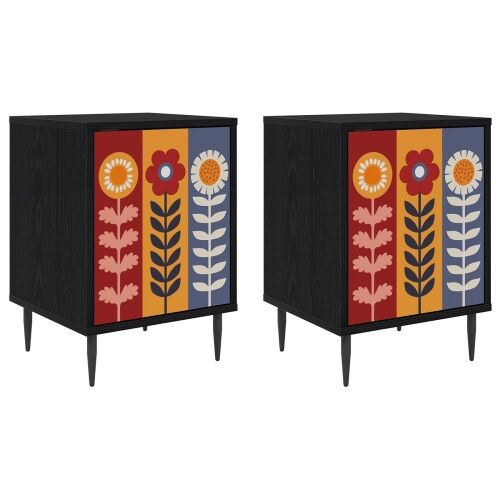 Noćni ormar ESSEN 2 kom. Crni hrast 36 x 33 x 51 cm - Uzorak suncokreta 2 Cijena