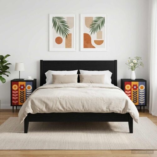 Noćni ormar ESSEN 2 kom. Crni hrast 36 x 33 x 51 cm - Uzorak suncokreta 2 Cijena