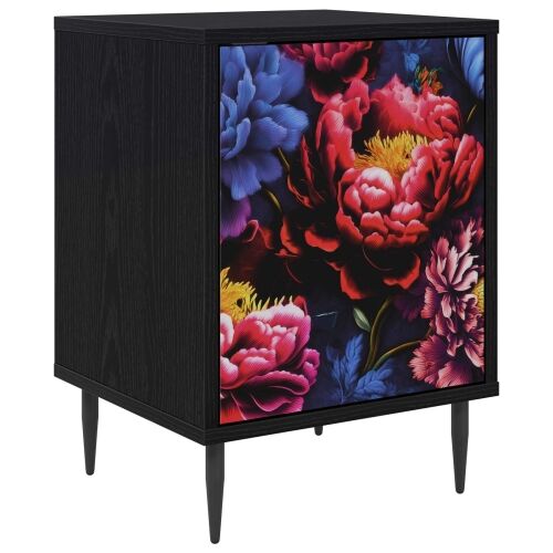 Noćni ormar KIEL Crni hrast 36 x 33 x 51 cm Konstruirano drvo - Tamni cvjetni uzorak 1 Cijena