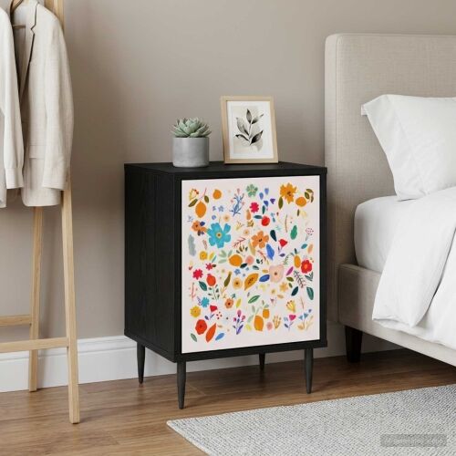 Noćni ormar MAINZ Crni hrast 36 x 33 x 51 cm Konstruirano drvo - Cvjetni uzorak 1 Cijena