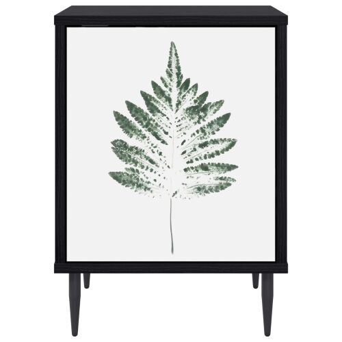 Noćni ormar HANAU Crni hrast 36 x 33 x 51 cm Konstruirano drvo - Zeleni uzorak lišća 1 Cijena