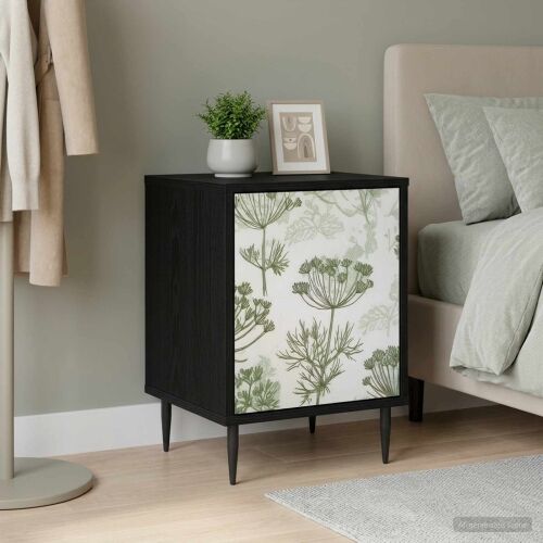Noćni ormar GOTHA Crni hrast 36 x 33 x 51 cm Konstruirano drvo - Zeleni uzorak drveta 1 Cijena