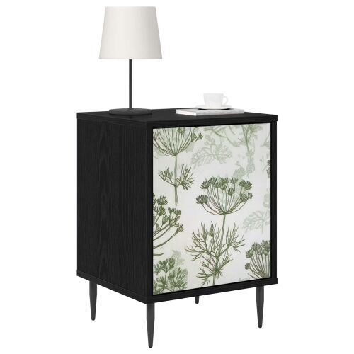 Noćni ormar GOTHA Crni hrast 36 x 33 x 51 cm Konstruirano drvo - Zeleni uzorak drveta 1 Cijena