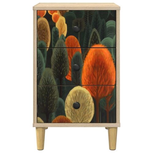 Noćni ormar ZAANDAM Hrast sonoma 36 x 33 x 60 cm - Print šume 1 Cijena