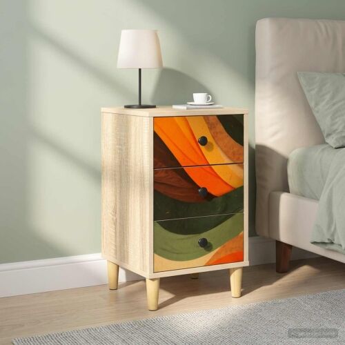 Noćni ormar BONN 2 kom. Hrast sonoma 36 x 33 x 60 cm - Retro valni uzorak 2 Cijena