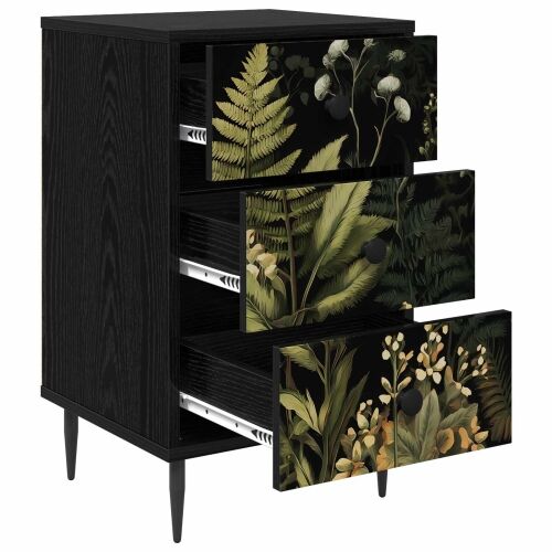 Noćni ormar RHENEN 2 kom. Crni hrast 36 x 33 x 61 cm - Tropski uzorak džungle 2 Cijena