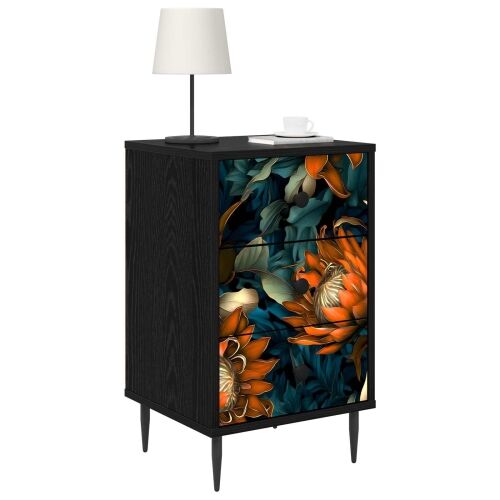 Noćni ormar LOCHEM Crni hrast 36 x 33 x 61 cm Konstruirano drvo - Narančasti uzorak 1 Cijena