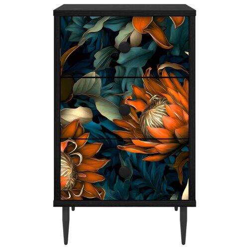 Noćni ormar LOCHEM 2 kom. Crni hrast 36 x 33 x 61 cm - Narančasti uzorak 2 Cijena