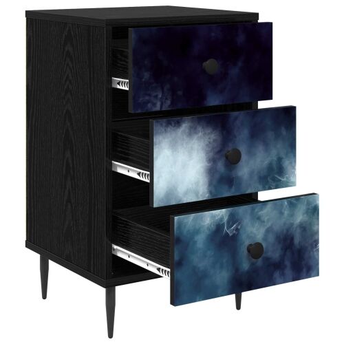 Noćni ormar RAALTE Crni hrast 36 x 33 x 61 cm Konstruirano drvo - Plavi mramorni uzorak 1 Cijena