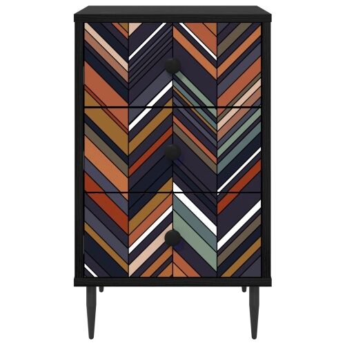 Noćni ormar OMMEN Crni hrast 36 x 33 x 61 cm Konstruirano drvo - Geometrijski uzorak 1 Cijena