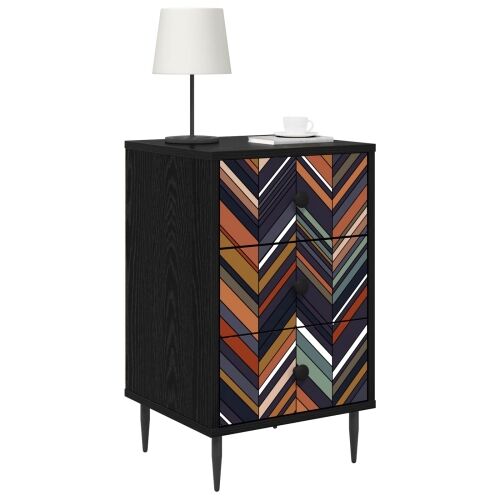 Noćni ormar OMMEN 2 kom. Crni hrast 36 x 33 x 61 cm - Geometrijski uzorak 2 Cijena