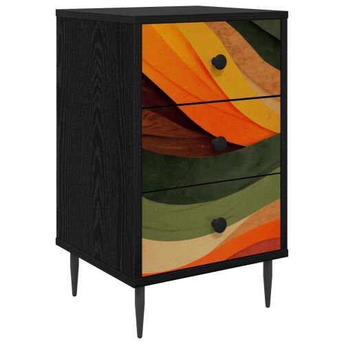 Noćni ormar BONN Crni hrast 36 x 33 x 61 cm Konstruirano drvo - Retro valni uzorak 1 Cijena