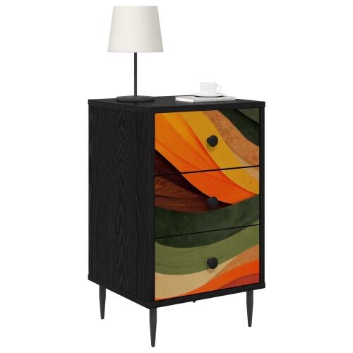 Noćni ormar BONN 2 kom. Crni hrast 36 x 33 x 61 cm - Retro valni uzorak 2 Cijena