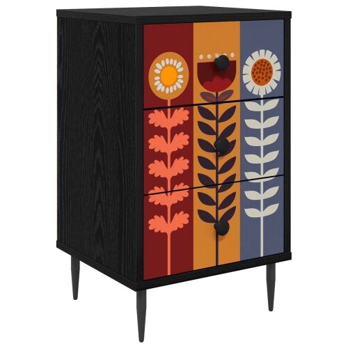 Noćni ormar ESSEN Crni hrast 36 x 33 x 61 cm Konstruirano drvo - Uzorak suncokreta 1 Cijena
