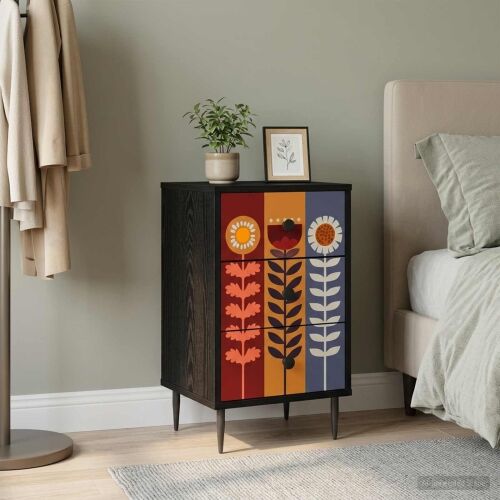 Noćni ormar ESSEN Crni hrast 36 x 33 x 61 cm Konstruirano drvo - Uzorak suncokreta 1 Cijena