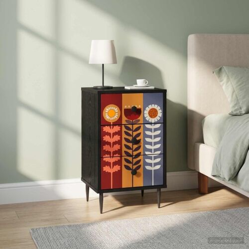 Noćni ormar ESSEN 2 kom. Crni hrast 36 x 33 x 61 cm - Uzorak suncokreta 2 Cijena