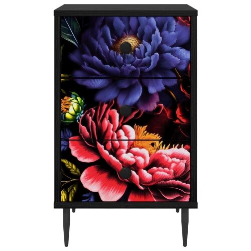 Noćni ormar KIEL Crni hrast 36 x 33 x 61 cm Konstruirano drvo - Tamni cvjetni uzorak 1 Cijena