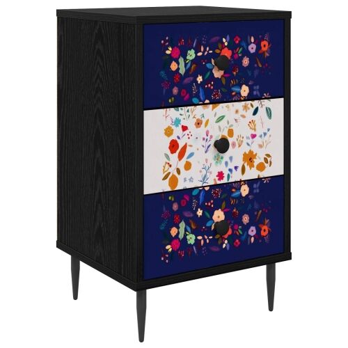 Noćni ormar MAINZ Crni hrast 36 x 33 x 61 cm Konstruirano drvo - Cvjetni uzorak 1 Cijena