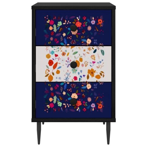 Noćni ormar MAINZ Crni hrast 36 x 33 x 61 cm Konstruirano drvo - Cvjetni uzorak 1 Cijena