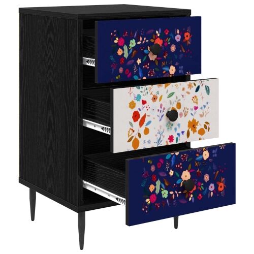Noćni ormar MAINZ Crni hrast 36 x 33 x 61 cm Konstruirano drvo - Cvjetni uzorak 1 Cijena