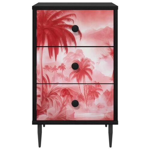 Noćni ormar AACHEN Crni hrast 36 x 33 x 61 cm Konstruirano drvo - Ružičasti uzorak palme 1 Cijena