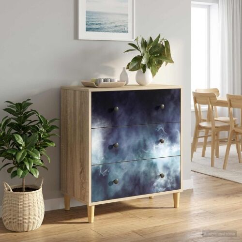 Komoda RAALTE Plavi mramorni uzorak 66 x 36,5 x 75 cm Sonoma - Plavi mramorni uzorak Cijena