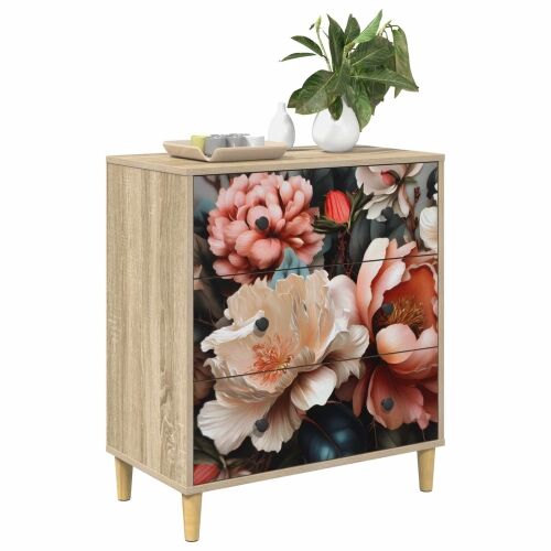 Komoda BORNE Print lagane peonije 66 x 36,5 x 75 cm Sonoma - Print lagane peonije Cijena