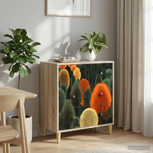 Komoda ZAANDAM Print šume 66 x 36,5 x 75 cm Konstruirano drvo - Print šume Cijena