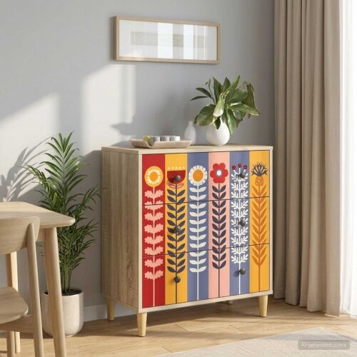 Komoda ESSEN Uzorak suncokreta 66 x 36,5 x 75 cm Sonoma - Uzorak suncokreta Cijena